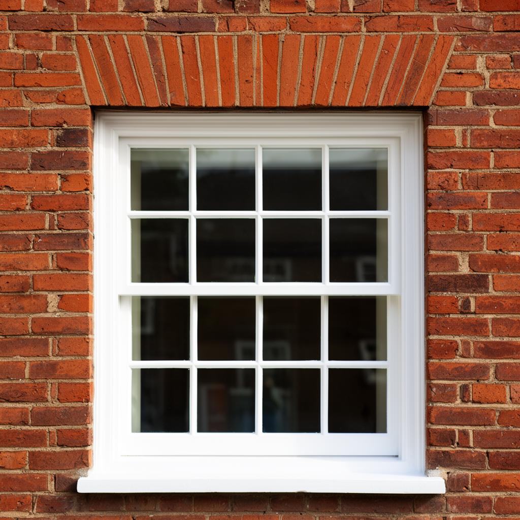 Close-up of a traditional white timber sash window