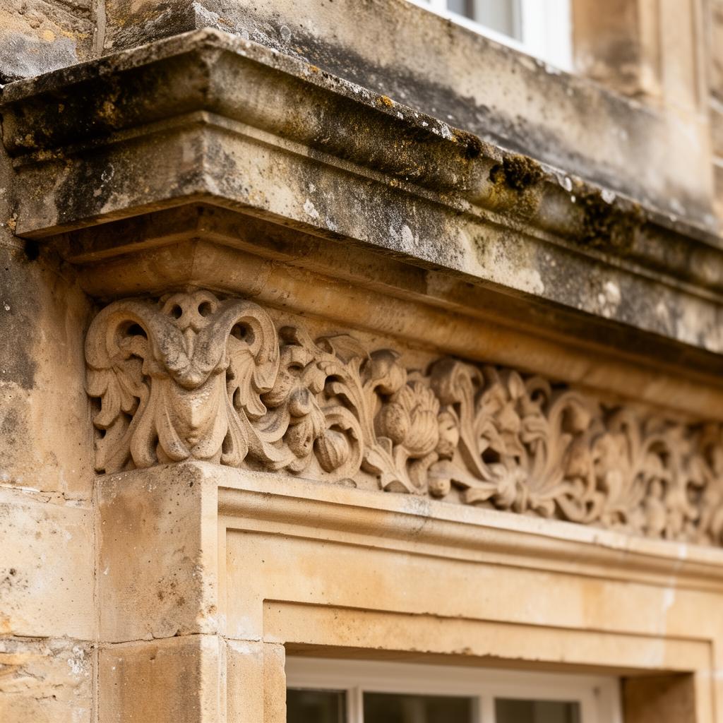 Carved period stonework detail